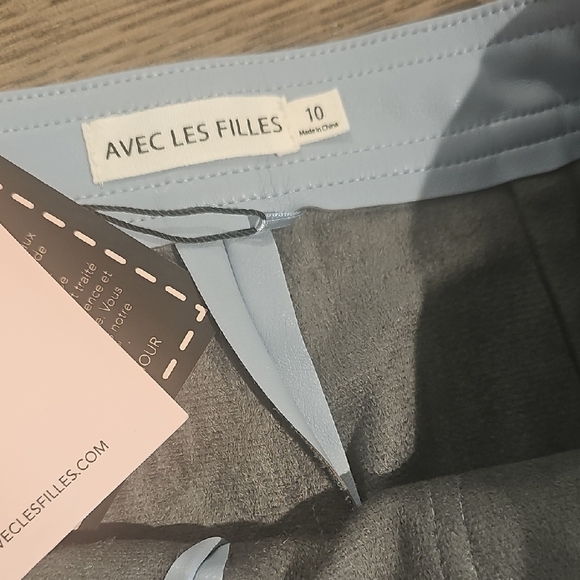 NWT - AVES LES FILLES Dresden Blue Vegan Leather Pants SZ 10 - Picture 7 of 9
